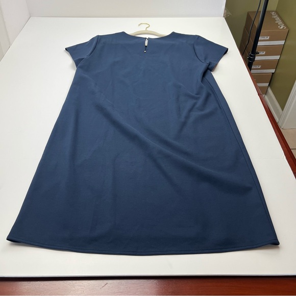 Cuyana Navy Blue Shift Cap Sleeve‎ Career Dress Knee Length Womens Size Large - Picture 10 of 11